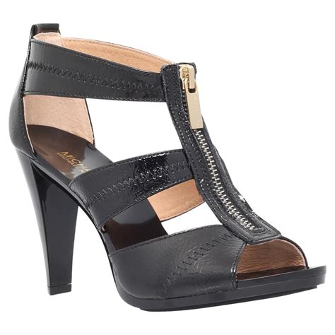 michael kors leather black heels|michael kors high heel sandals.